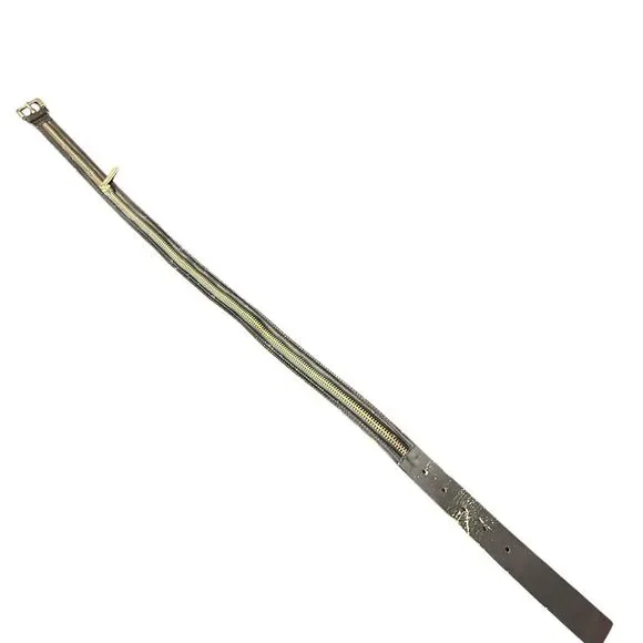 Michael Kors Black Leather Belt Gold Buckle Zipper Detail Women Size L FLAW - Picture 10 of 12